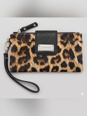 Nine West Animal Print Wristlet with Black Accents